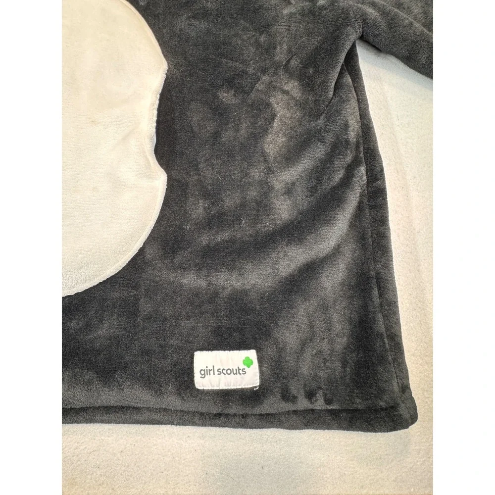 Girl Scouts Panda Oversized Wearable Blanket Hoodie Black White Plush Fleece
